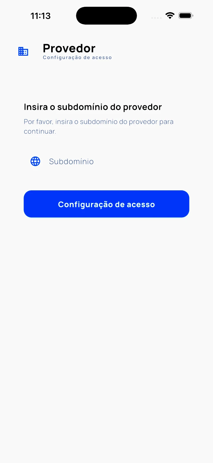 App do técnico — acesso pelo subdomínio do provedor